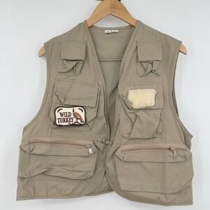 Men's Khaki Wild Turkey Fishing Hunting Vest Utility Pockets Size M